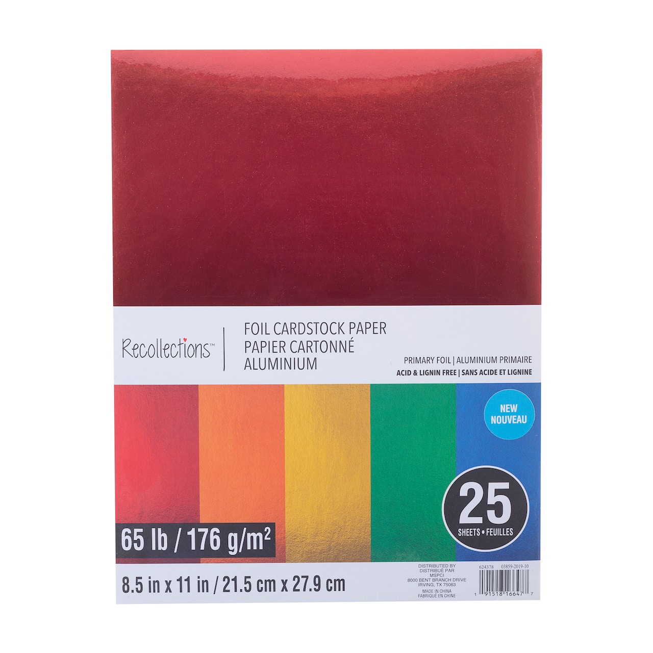 Primary Foil 8.5" x 11" Cardstock Paper by Recollections™, 25 Sheets